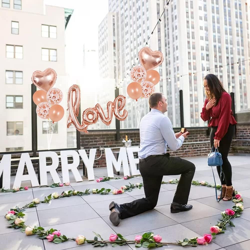 Balon din Folie Metalizata, Vivimall, Model Love scris de mana, 102x65 cm, Tematica Ziua Îndrăgostiților, Ambalaj Individual, Pai Inclus, Umflare cu Aer sau Heliu, Rose Gold - vivimall.ro