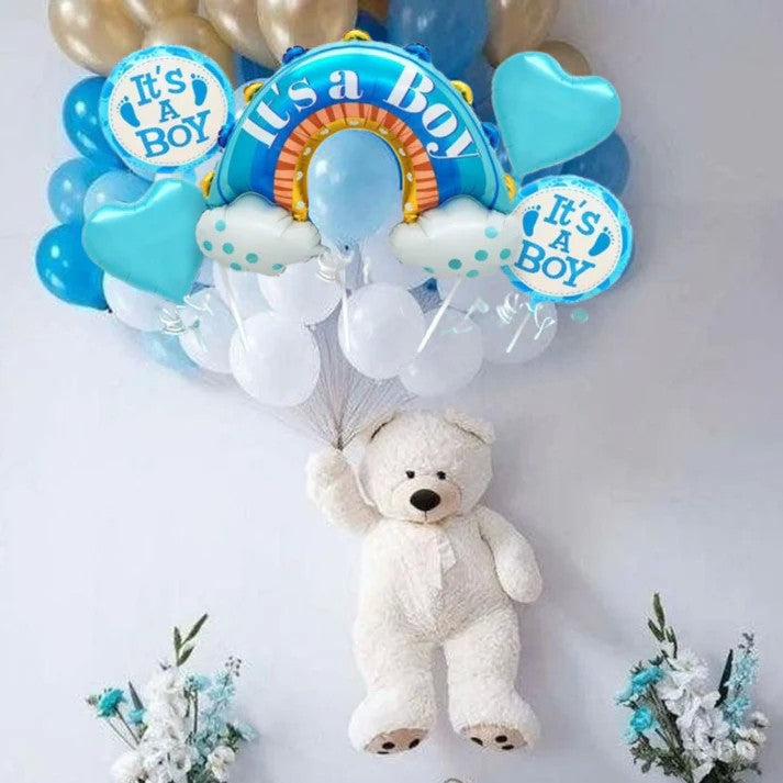 Baloane decorative tematica BABY SHOWER, Vivimall, ITS A BOY, pentru gender reveal, botez, set din 5 bucati, 66 x 91 cm, Albastru - vivimall.ro