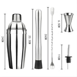 Set Barman Preparare Cocktail,Flippy, 6 Piese, Inox, Argintiu, Kit Accesorii Bar si Mixologie: Shaker750ml, Masura dubla, Pistil, Lingura barman, 2 Picuratoare - vivimall.ro