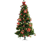 Set brad artificial de Craciun si elemente decorative, Decorat cu conuri de pin, pentru interior/exterior, inaltime 210 cm, diametru 114 cm, 1057 ramuri, Flippy, verde, suport metalic inclus - vivimall.ro