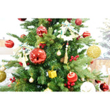 Set brad artificial de Craciun si elemente decorative, decorat cu conuri pin rosii, inaltime 210 cm, diametru 137 cm, 1172 ramuri, Flippy, verde, suport metalic inclus - vivimall.ro