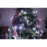 Set brad artificial de Craciun si elemente decorative, nins, decorat cu conuri pin, pentru perete/colt, inaltime 210 cm, diametru 149 cm, 1224 ramuri, Flippy, verde, suport metalic inclus - vivimall.ro