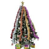 Set brad artificial de Craciun si elemente decorative, nins, decorat cu conuri pin, pentru perete/colt, inaltime 210 cm, diametru 149 cm, 1224 ramuri, Flippy, verde, suport metalic inclus - vivimall.ro