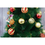 Set brad artificial de Craciun si elemente decorative tip pin, inaltime 210 cm, diametru 115 cm, 350 ramuri cu ace 3D 12 cm, Flippy, verde, suport metalic inclus - vivimall.ro