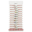 Bratara Martisor pentru Dama, Jolie, Model Inima LOVE, Set 12 bucati, Pandativ Argintiu din Inox cu Elemente Multicolore, Snur Alb/Rosu - vivimall.ro