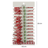 Martisor Bratara cu Ciucure pentru Dama, Jolie, Model Potcoava cu Buburuza in Cerc, Set 12 bucati, Pandativ din Inox cu Pietre, Snur Reglabil, Rosu/Alb - vivimall.ro