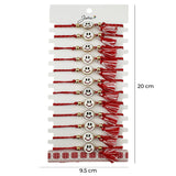 Martisor Bratara cu Ciucure pentru Dama, Jolie, Model Fata Zambitoare, Set 12 bucati, Pandativ din Inox, Snur Reglabil, Rosu/Alb - vivimall.ro