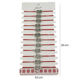 Bratara Martisor pentru Dama, Jolie, Model Copac in Inima, Set 12 bucati, Pandativ Argintiu din Inox cu Snur Rosu Ajustabil - vivimall.ro