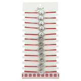 Bratara Martisor pentru Dama, Jolie, Model Soare, Set 12 bucati, Pandativ Argintiu din Inox cu Snur Rosu Ajustabil - vivimall.ro