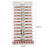 Bratara Martisor pentru Dama, Jolie, Model Inima Glob, Set 12 bucati, Pandativ Argintiu din Inox cu Snur Rosu Ajustabil - vivimall.ro