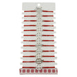 Bratara Martisor pentru Dama, Jolie, Model Trifoi in Contur, Set 12 bucati, Pandativ Argintiu din Inox cu Snur Rosu Ajustabil - vivimall.ro