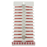 Bratara Martisor pentru Dama, Jolie, Model Trifoi in Contur, Set 12 bucati, Pandativ Argintiu din Inox cu Snur Rosu Ajustabil - vivimall.ro