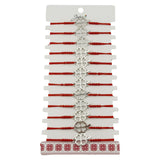 Bratara Martisor pentru Dama, Jolie, Model Trifoi in Contur, Set 12 bucati, Pandativ Argintiu din Inox cu Snur Rosu Ajustabil - vivimall.ro