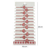 Bratara Martisor pentru Dama, Jolie, Model Inima, Set 12 bucati, Pandativ din Aliaj cu Print Traditional, Snur Ajustabil Impletit, Alb/Rosu - vivimall.ro