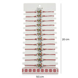 Bratara Martisor pentru Dama, Jolie, Model Fluture, Set 12 bucati, Pandativ din Aliaj cu Print Traditional, Snur Ajustabil Impletit, Alb/Rosu - vivimall.ro
