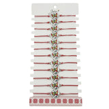 Bratara Martisor pentru Dama, Jolie, Model Fluture, Set 12 bucati, Pandativ din Aliaj cu Print Traditional, Snur Ajustabil Impletit, Alb/Rosu - vivimall.ro