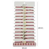 Bratara Martisor pentru Dama, Jolie, Model Inima cu Fluture, Set 12 bucati, Pandativ Auriu din Inox cu Snur Rosu Ajustabil - vivimall.ro