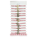 Bratara Martisor pentru Dama, Jolie, Model Inima in Floare, Set 12 bucati, Pandativ Auriu din Inox cu Snur Rosu Ajustabil - vivimall.ro