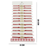 Bratara Martisor pentru Dama, Jolie, Model Infinit in Inima, Set 12 bucati, Pandativ din Inox Auriu, Snur Ajustabil Impletit, Rosu - vivimall.ro