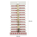 Bratara Martisor pentru Dama, Jolie, Model Trifoi in Contur, Set 12 bucati, Pandativ Auriu din Inox cu Snur Rosu Ajustabil - vivimall.ro