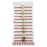 Bratara Martisor pentru Dama, Jolie, Model Trifoi in Contur, Set 12 bucati, Pandativ Auriu din Inox cu Snur Rosu Ajustabil - vivimall.ro