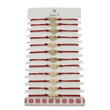 Bratara Martisor pentru Dama, Jolie, Model Love, Set 12 bucati, Pandativ din Inox Auriu, Snur Ajustabil Impletit, Rosu - vivimall.ro