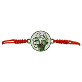 Martisor Bratara pentru Dama si Copii, Jolie, Model Gradina Magica cu Lacramioare si Fluture, Set 12 bucati, Pandantiv Emailat, Snur Reglabil, Rosu/Alb - vivimall.ro