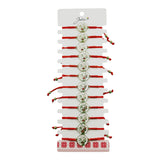 Martisor Bratara pentru Dama si Copii, Jolie, Model Gradina Magica cu Lacramioare si Fluture, Set 12 bucati, Pandantiv Emailat, Snur Reglabil, Rosu/Alb - vivimall.ro