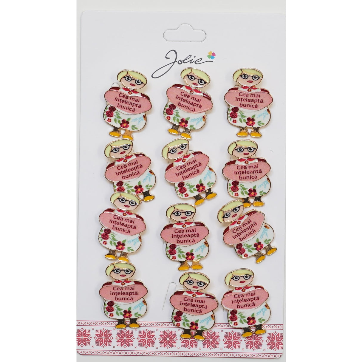 Set 12 Brose Martisor Primavara cu Mesaj Cea Mai Inteleapta Bunica - vivimall.ro