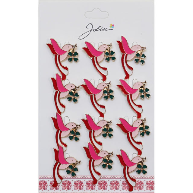 Set 12 Brose Martisor Primavara Pasare cu Trifoi in Cioc - vivimall.ro