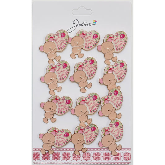 Set 12 Brose Martisor Primavara cu Mesaj Mami Te Iubesc - vivimall.ro