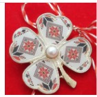 Set 12 Brose Martisor Primavara Trifoi Traditional cu Perla - vivimall.ro