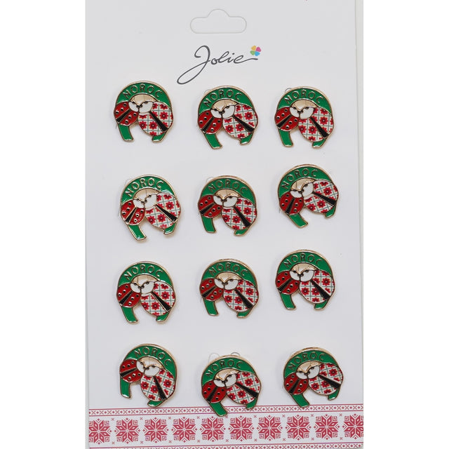 Set 12 Brose Martisor Primavara 2 Buburuze in Potcoava Noroc - vivimall.ro