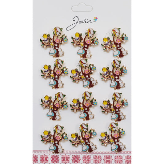 Set 12 Brose Martisor Copac cu Fata si Iepure - vivimall.ro