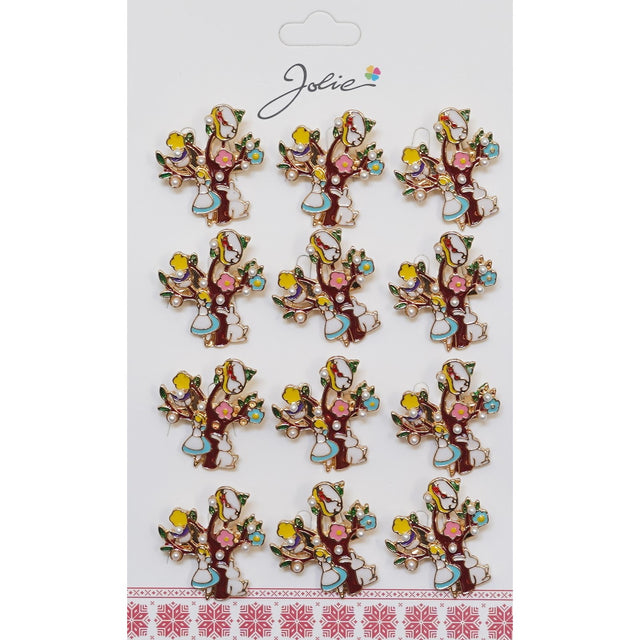 Set 12 Brose Martisor Copac cu Fata si Iepure - vivimall.ro