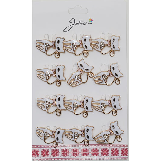 Set 12 Brose Martisor Pisica Alba cu Pietre - vivimall.ro