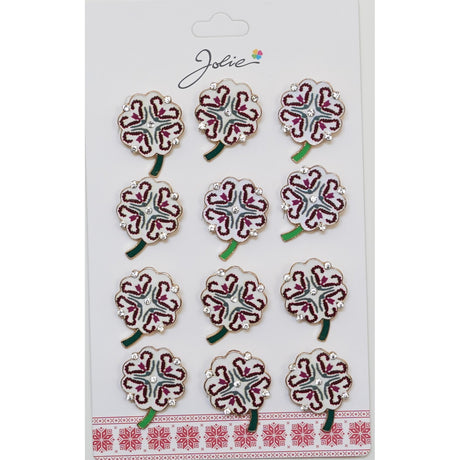 Set 12 Brose Martisor Primavara Trifoi cu Motiv Traditional - vivimall.ro