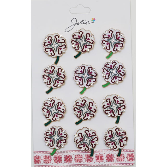 Set 12 Brose Martisor Primavara Trifoi cu Motiv Traditional - vivimall.ro