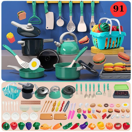 Bucatarie pentru Copii, Flippy, Multifunctionala, Set 91 piese, Accesorii, Mancare de Jucarie, Ustensile, Cos cumparaturi, Invatare prin joaca, Montessori, 3+ ani, Multicolor - vivimall.ro