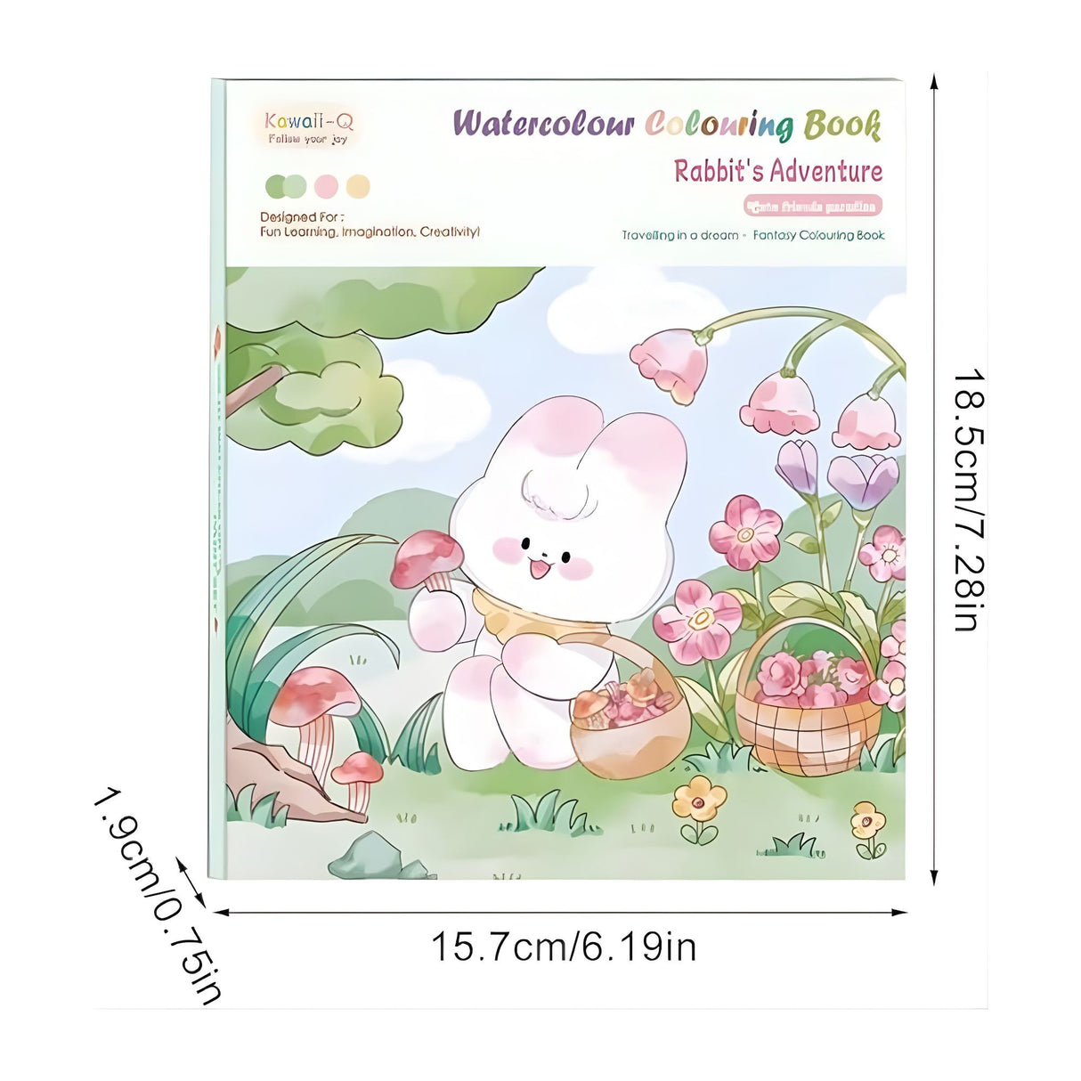 Carte colorat Flippy deschisă cu desen iepure, foi albe 200 gsm, perspectivă interior