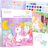 Pensula cu rezervor de apa inclusa in setul de colorat Flippy Unicorn mov pentru copii