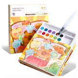 Carte de colorat cu acuarele Flippy model Capibara, 20 foi carton 200 gsm, vedere frontală set complet