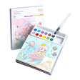 Carte de colorat cu acuarelă Flippy model Sirenă, set roz cu 20 foi 200g și 12 culori, vedere frontală