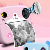 Set Camera Instantanee pentru Copii, Flippy, Ecran HD 2.4'', 24MP, 720P Video, 1200 mAh, cu Functie de Printare Alb-Negru, cablu USB-C, Bluetooth, Compatibil iOS/Android, Imprimare APP, Model Kitty, Roz - vivimall.ro