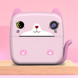 Set Camera Instantanee pentru Copii, Flippy, Ecran HD 2.4'', 24MP, 720P Video, 1200 mAh, cu Functie de Printare Alb-Negru, cablu USB-C, Bluetooth, Compatibil iOS/Android, Imprimare APP, Model Kitty, Roz - vivimall.ro