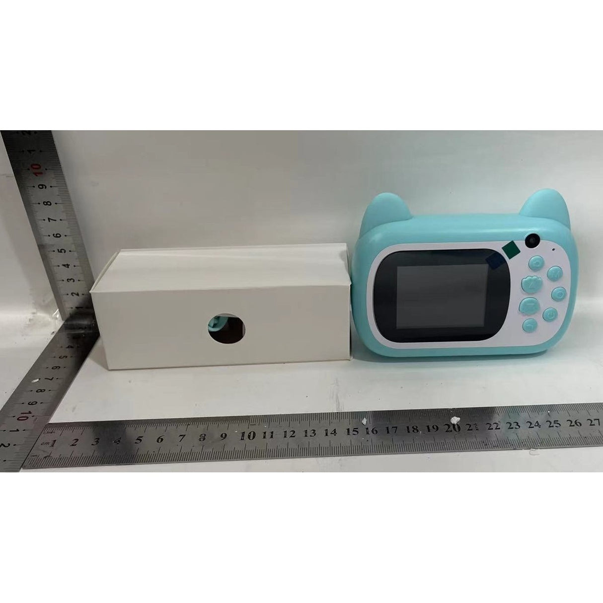 Set Camera Instantanee pentru Copii, Vivimall, Camera Selfie, Ecran HD 2.4'', 24MP, 1080P Video, 1200 mAh, cu Functie de Printare Alb-Negru, cablu USB-C, Bluetooth, Compatibil iOS/Android, Imprimare APP, Model Pisicia Emoji, Bleu - vivimall.ro