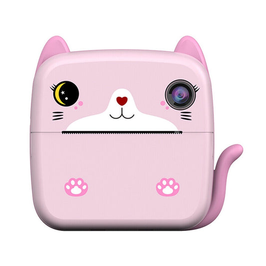 Set Camera Instantanee pentru Copii, Vivimall, Ecran HD 2.4'', 24MP, 720P Video, 1200 mAh, cu Functie de Printare Alb-Negru, cablu USB-C, Bluetooth, Compatibil iOS/Android, Imprimare APP, Model Kitty, Roz - vivimall.ro