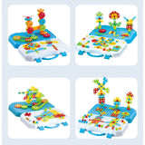 Set Constructie Bormasina Magica cu Servieta, Vivimall, 310 Piese, Albastru, Piese Multicolore, Plastic, 31x46 cm - vivimall.ro