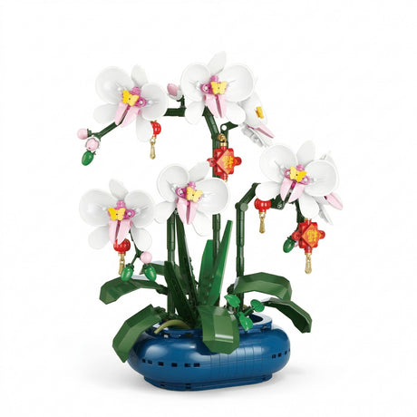 Set de Constructie Flippy, Orhidee in Vaza, 587 piese, 6+ ani, Planta Artificiala, Decor Floral Elegant, Idee de Cadou pentru Femei, Cadou pentru Iubita si Pasionatii de Jocuri de Constructie Creativa - vivimall.ro