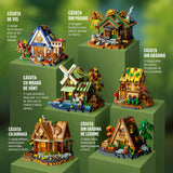 Figurină inclusă în setul Flippy Forest Log Cabin, plasată lângă căsuța asamblată din grădină